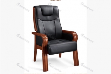 牛皮会议椅 实木会议椅宽扶手高靠背带头枕